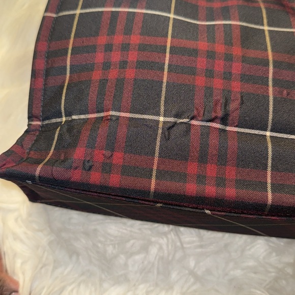 PRE LOVED BURBERRY NOVA CHECK BLUE LABEL HAND BAG NYLON RED AUTH GUC with COA - Picture 8 of 9